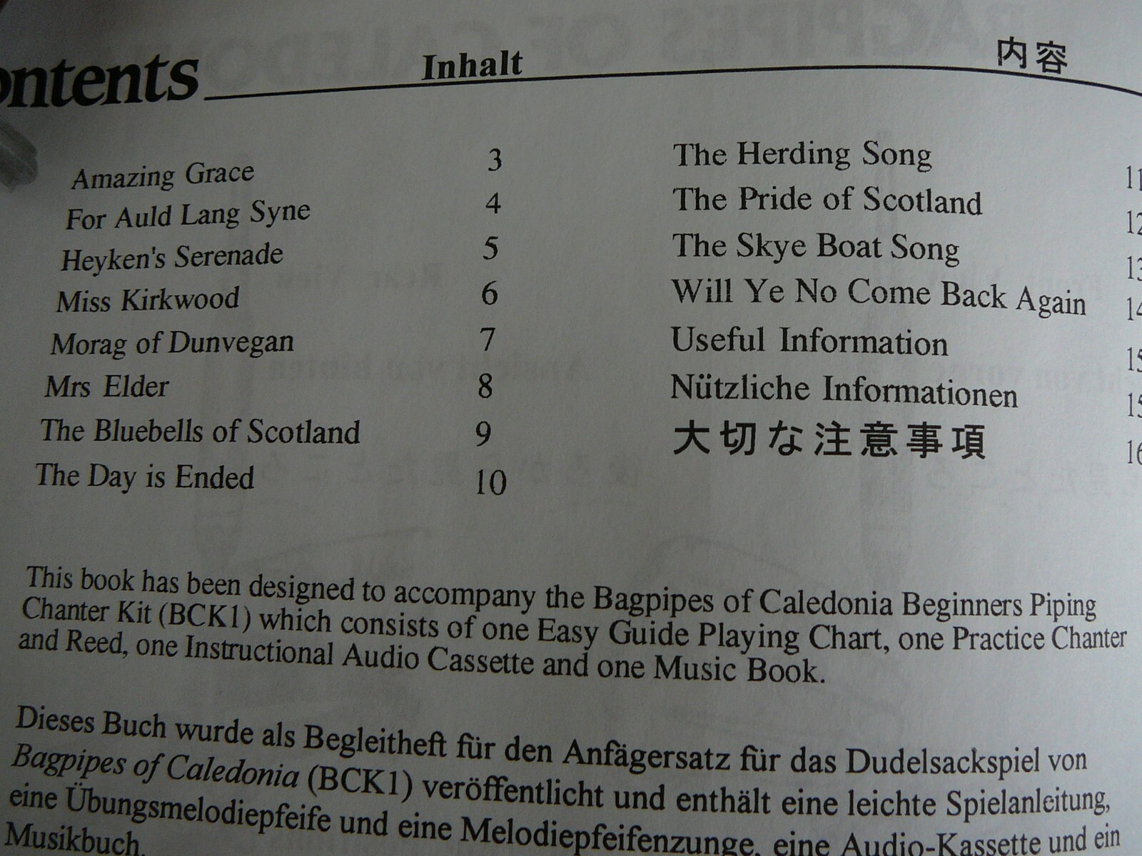 Piping Chanter Kit - Bagpipes of Caledonia - Learn to Play the Bagpipes Preowned