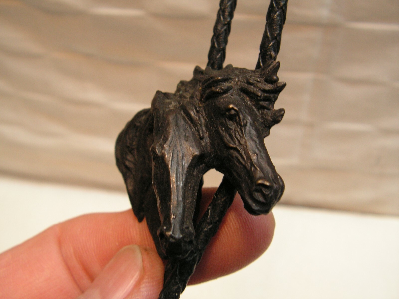 Bronze Horse Heads Bolo Tie with Ends From Artist / Sculpture Jo Saylors Estate