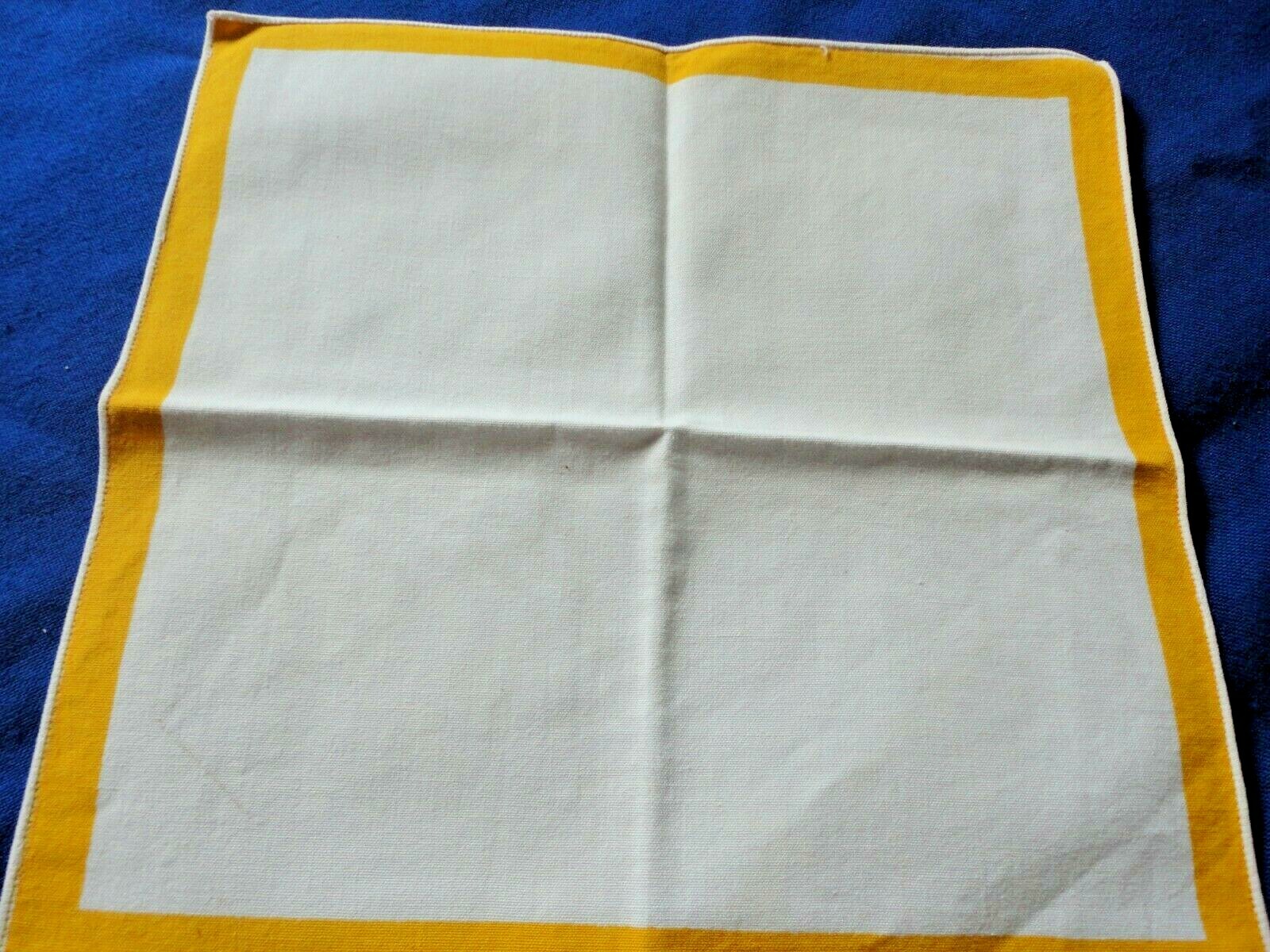 Vintage All Cotton Napkins Golden Yellow Trim Nice Crisp Quality AS IS
