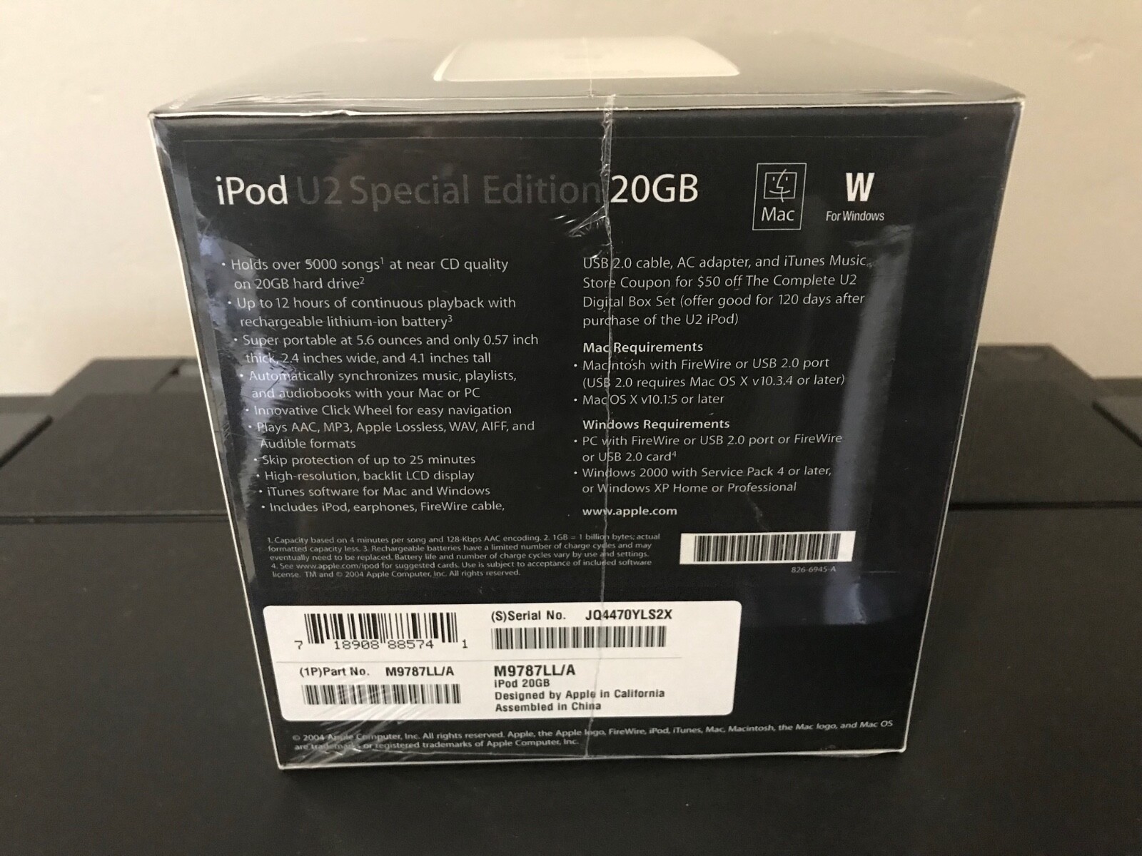 Apple iPod classic 4th Gen U2 Special Edition Digital Box Set (20 GB) New SEALED