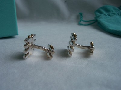 TIFFANY & CO. STERLING SILVER AND GOLD GATELINK CUFF LINKS!