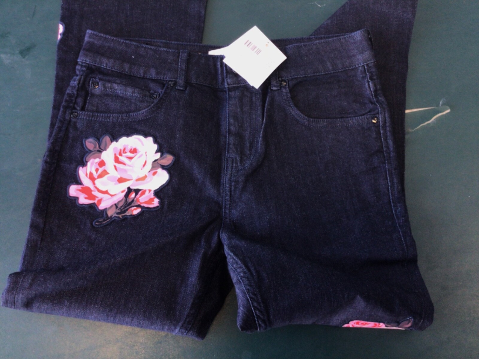 Pre-owned Kate Spade Njmu7344 Broome Street Kick Flare Jeans Dark Rinse Brand