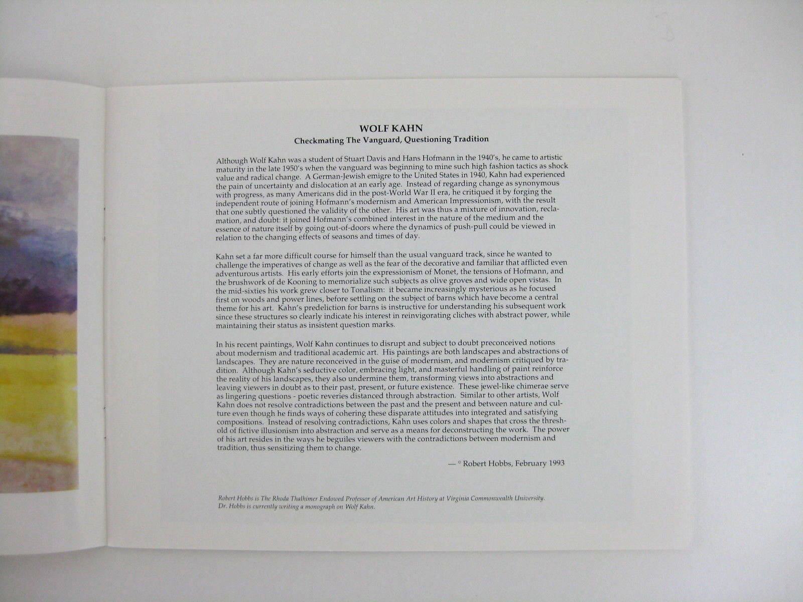 Wolf Kahn Landscape Painter Art Exhibition Catalog Grace Borgenicht NY 1993