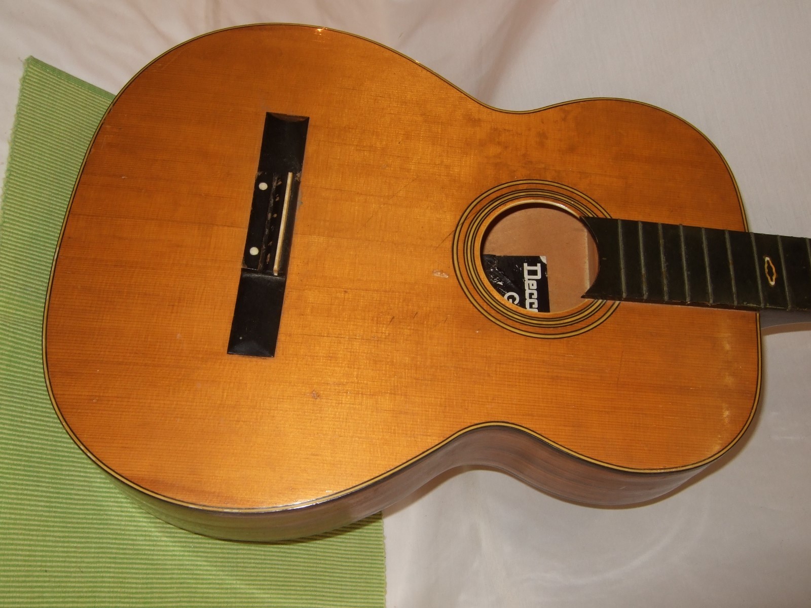 1960s Decca Made In Japan Natural Acoustic Guitar  Imported By Decca Ny NY Needs