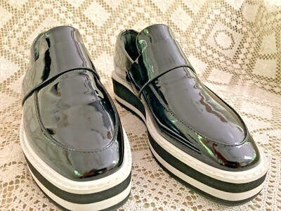 Sol Sana Venus Patent Leather Flatform Black Women's Loafers Sz US 5.5 / 36 NWOB