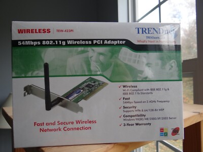 TRENDNET Wireless PCI Card 54Mbps 802.11g/2.4GHz Model TEW-423PI