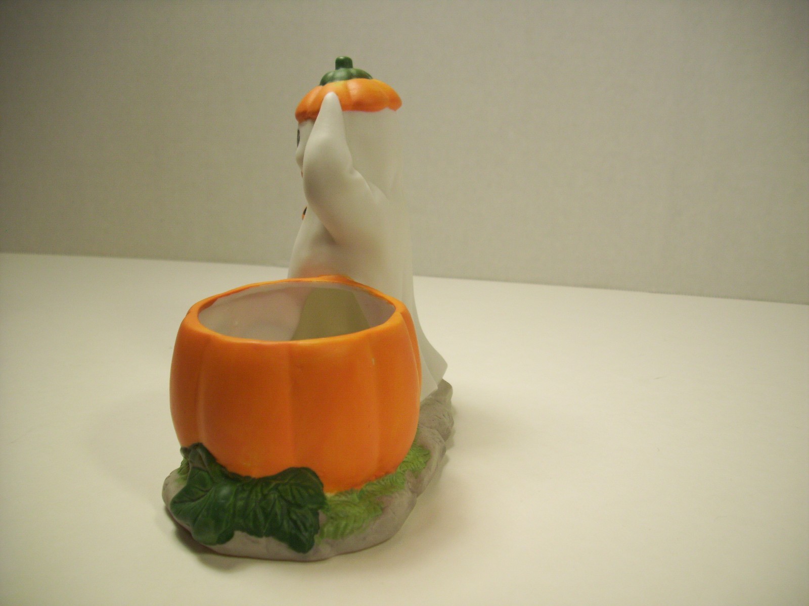 Vintage Ghost and Pumpkin Candle Holder Halloween Decoration Ceramic Kmart