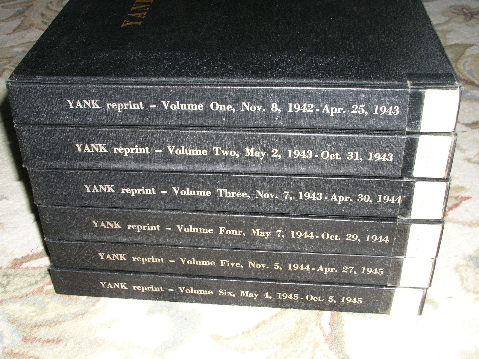RARE 6 Volumes WWII YANK MAGAZINE Lot BLACK LIBRARY BOUND Complete Set 1943-1945