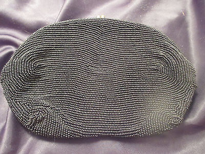 1920s Handbags, Purses, and Shopping Bag Styles Clutch Purse Vintage Beaded Black Belgium Silk Lined 1920s Era EARLY MIDCENTURY  $19.00 AT vintagedancer.com