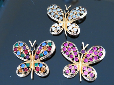 EISENBERG ICE SIGNED THREE BUTTERFLY BROOCH/PIN