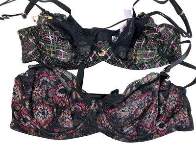 Lot 2 Ret $140 36 C Fenty Savage Lace Bra Nymph Nouveau + A Little Tart