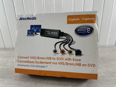 AVerMedia DVD Ezmaker 7 Black USB 2.0 Capturing Device Convert VHS to DVD W/Ease