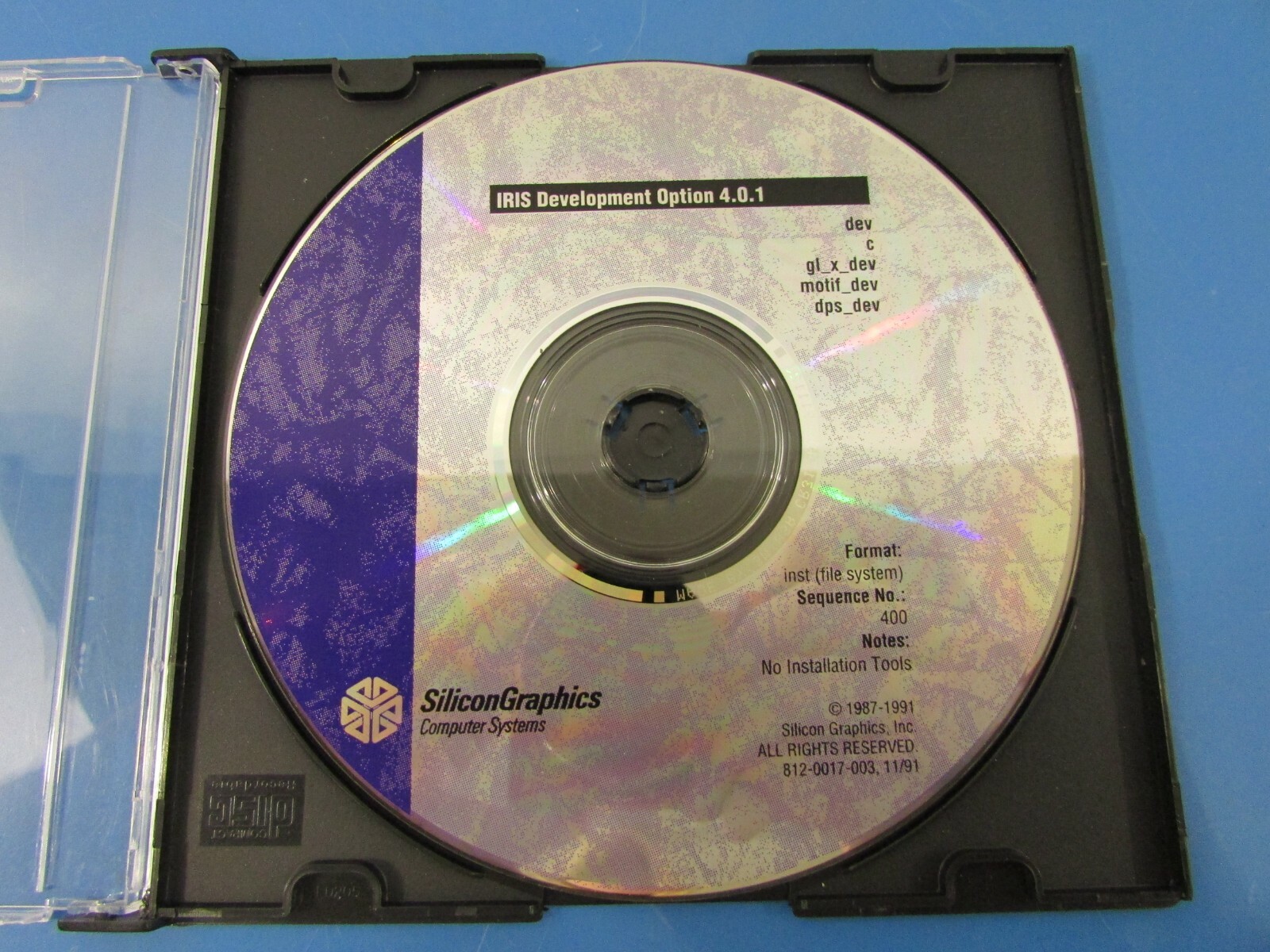 SGI Silicon Graphics IRIS Development Option 4.0.1 CD 812-0017-003 Sequence 400