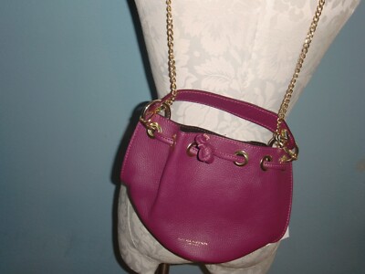 NWT Divina Firenze Plum Leather Bucket Bag Purse Chain