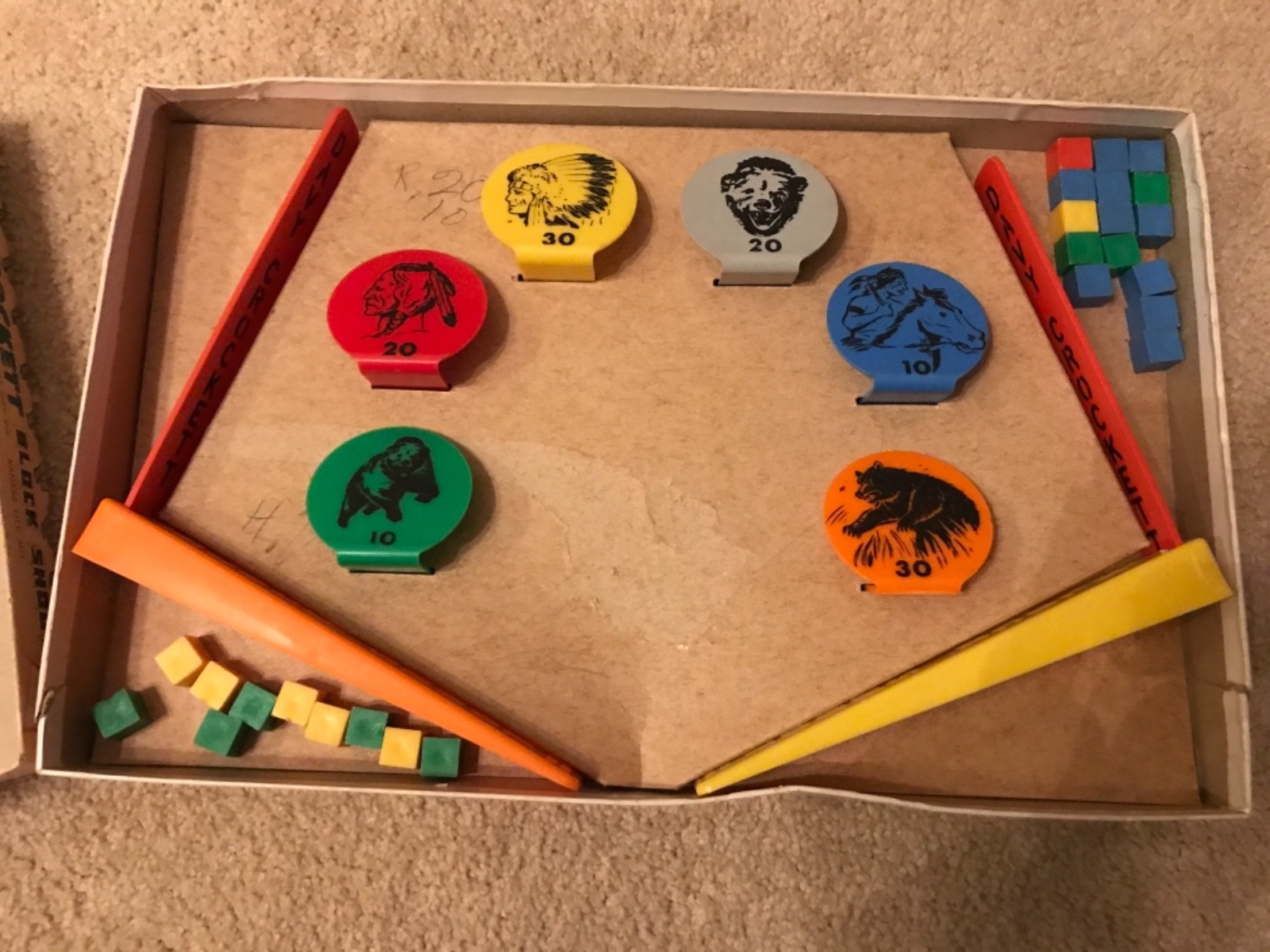 1950s Davy Crockett Block Shoot Target Skill Game Western Alamo flexi co.