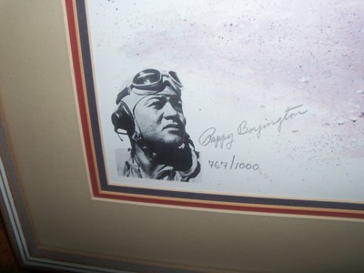 WWII Ace PAPPY BOYINGTON AUTOGRAPHED Corsair Limited Print by J. Ficklen