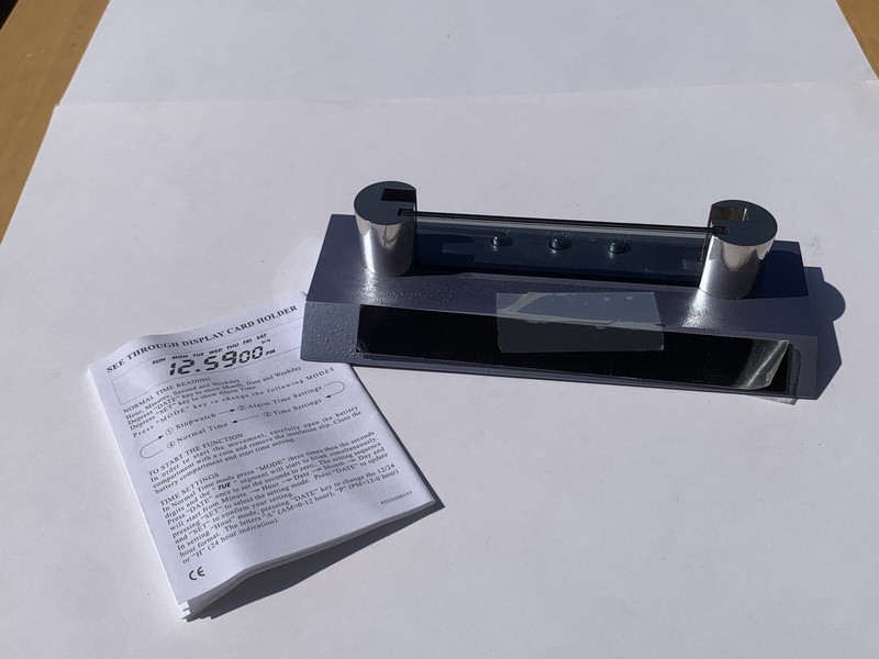 See Through Display Card Holder Clock