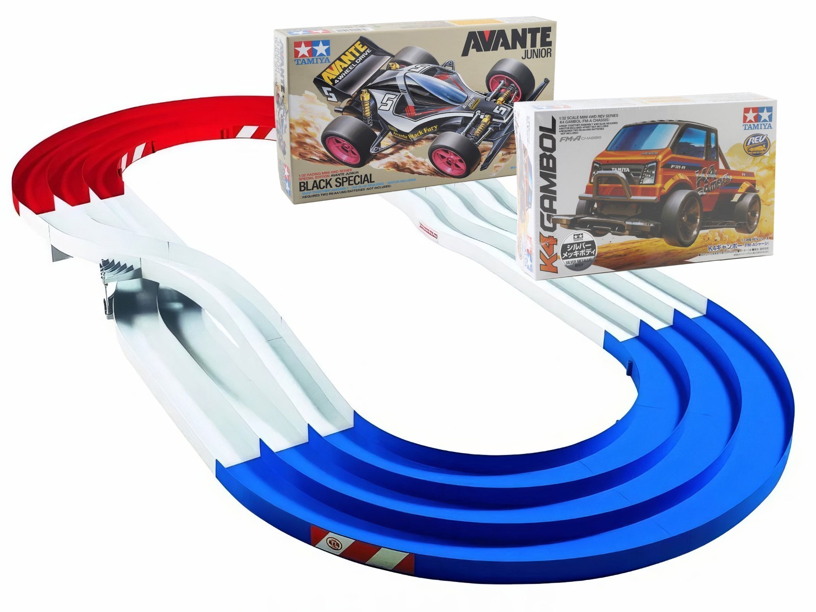 ミニカー Tamiya Mini 4WD Japan Cup Junior Circuit Tamiya JR Mini 4WD Japan Cup Circuit Red White Blue INCLUDES