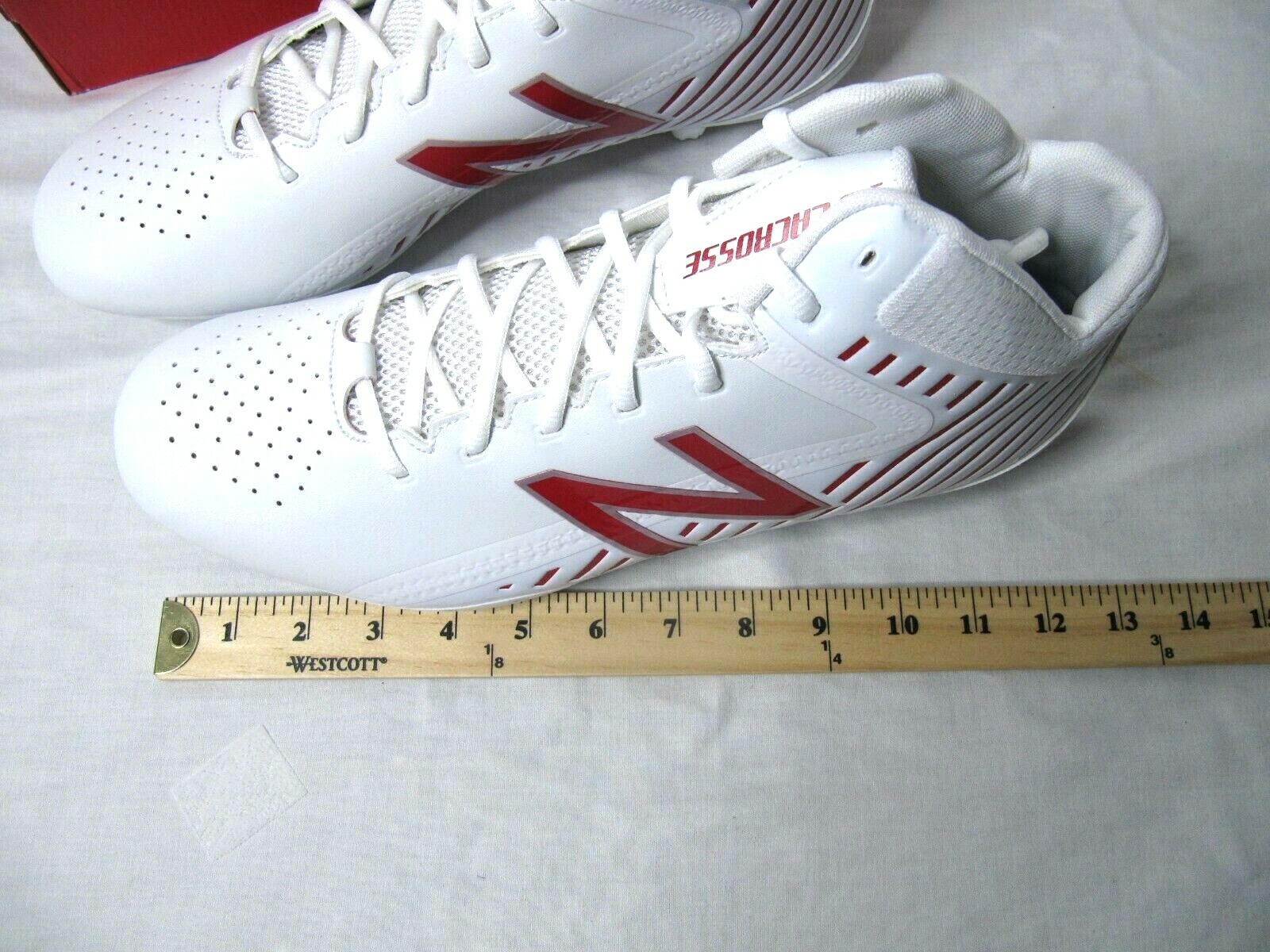 New Balance Rush Mid Mens 14 Lacrosse Cleats Red & White stripes bjgbf3513 jjk
