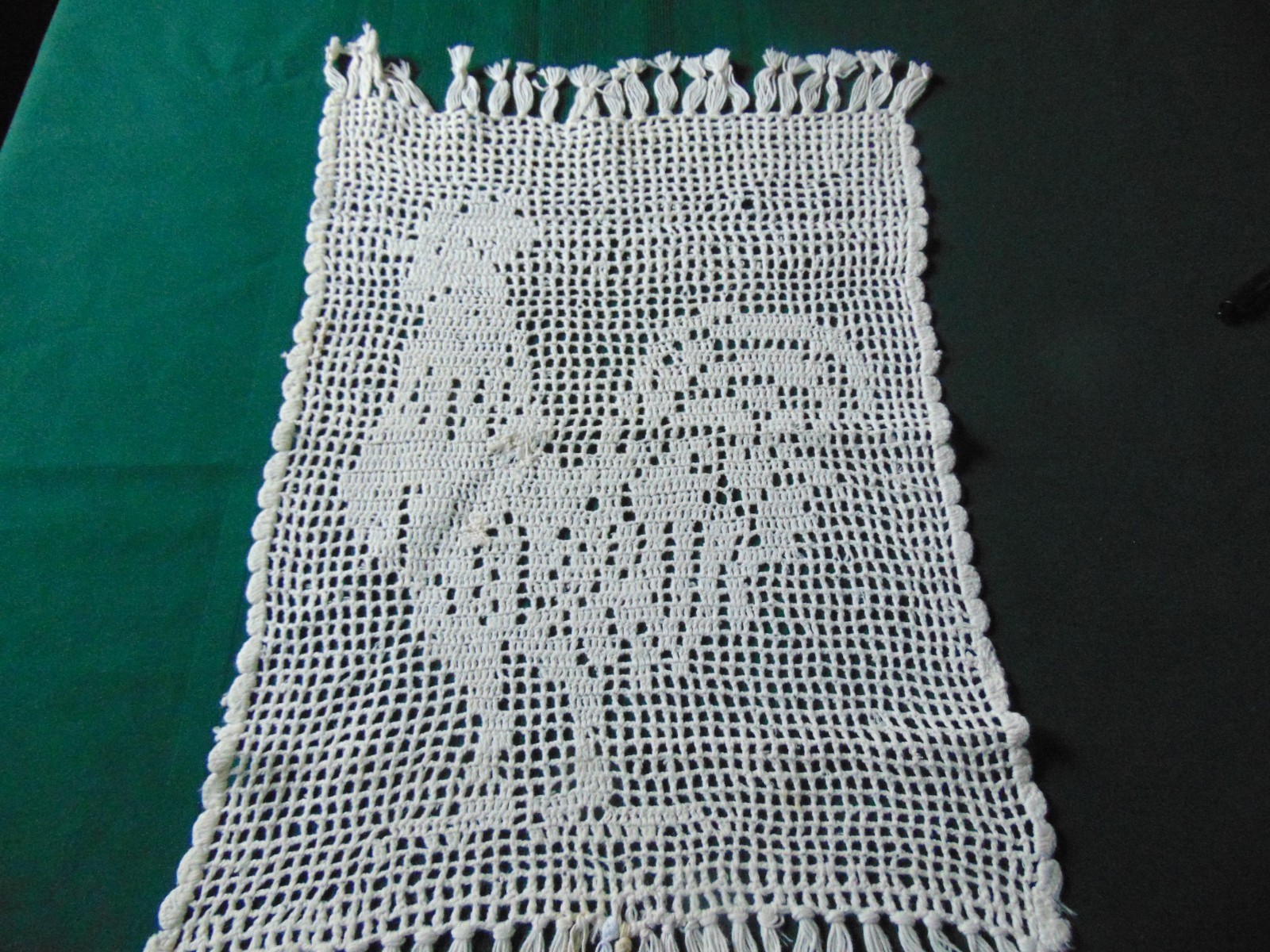 With documentation ~Antique Hand Crocheted FRINGED Doilie 13
