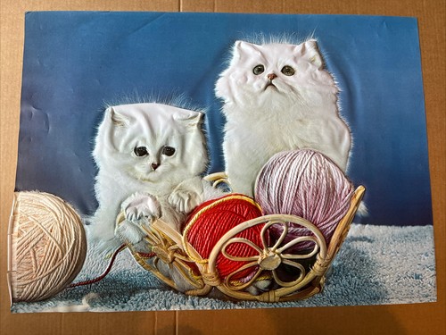 3 dimensional poster vintage cats yarn cat posters Kitten