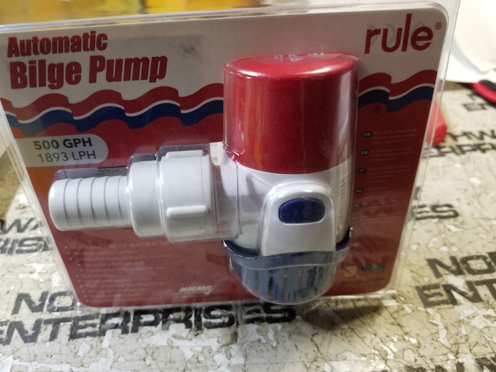 Rule 25SA Automatic Bilge Pump 500 GPH Marine 12V DC 3/4