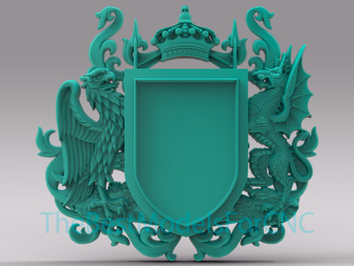 3D Model STL File for CNC Router Laser & 3D Printer Dragon and Eagle Shield