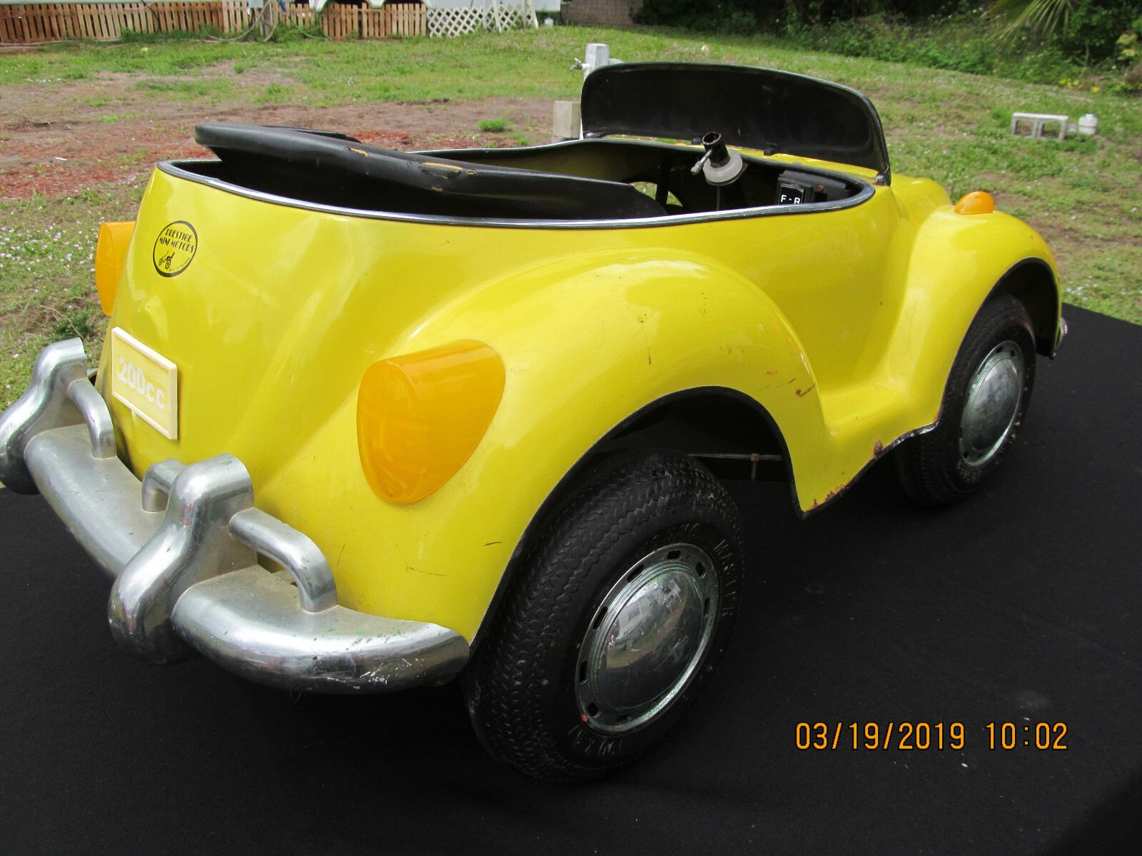 1970's Prestige Mini Motors Yellow VW Bug Volkswagon Electric Peddle Car Needs