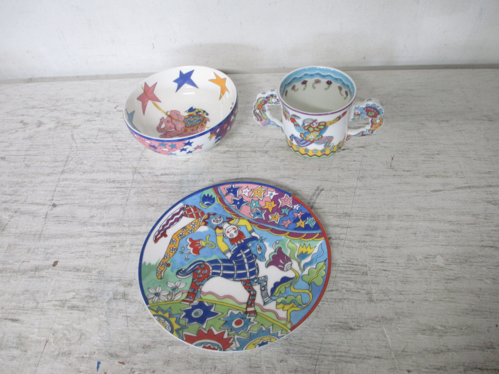 Tiffany TASCHEN　ティファニー　タッツェン Gene Moore 1997 Fantasy Set Cup, Plate, Bowl Set for Tiffany