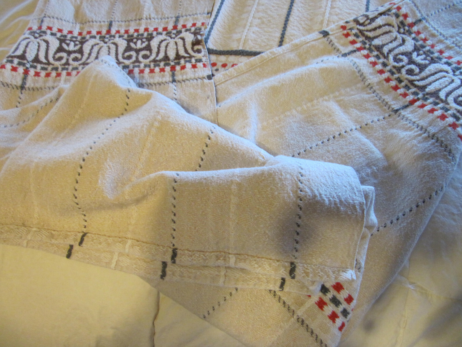 VINTAGE tan orange brown COTTON BLEND BEDSPREAD TWIN? 49 x 90