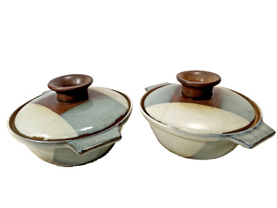 2 Robert Maxwell #501 Lidded Serving Bowl Casserole Dish Stoneware Pottery Craft