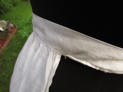 Vintage/ Antique Cream Cotton Half Apron with Crocheted Trimming