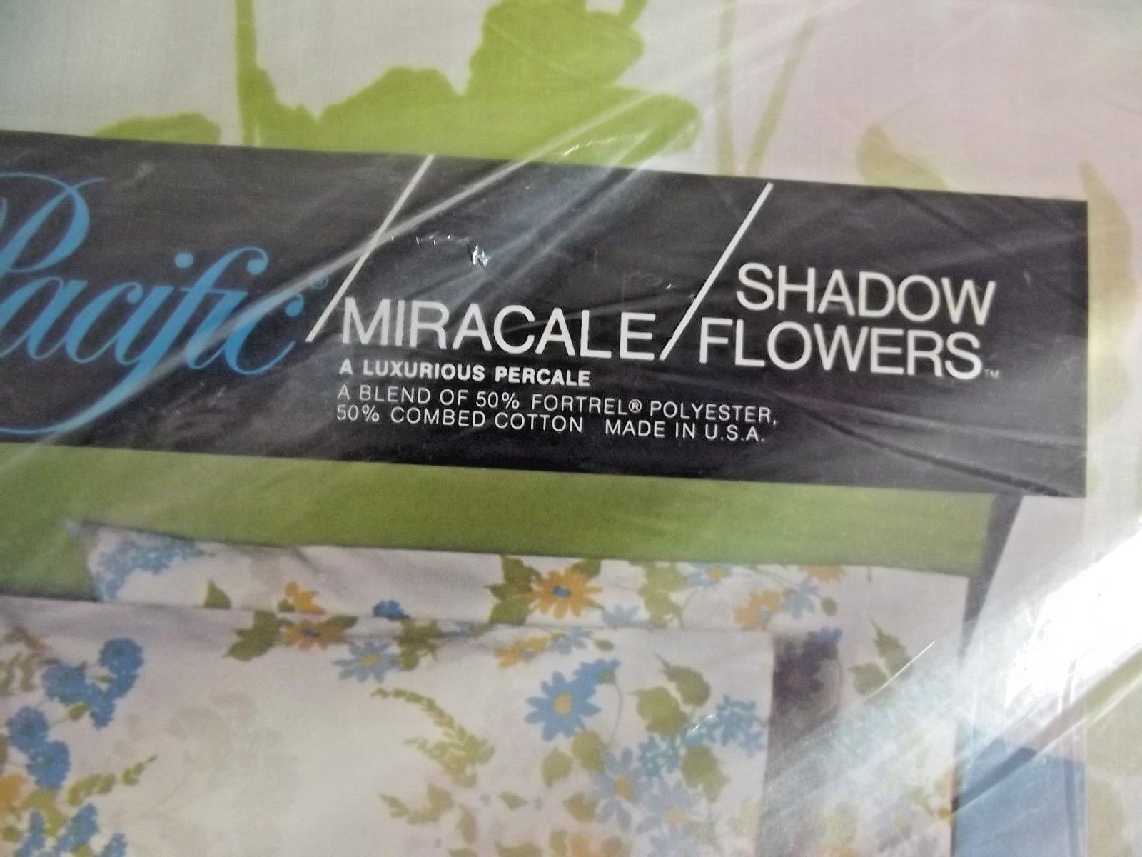 Pacific Miracale VINTAGE TWIN 4 Pc SHEET SET - Shadow Flowers - 1960s NEW