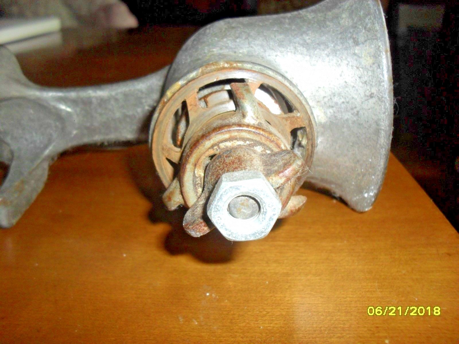 L.F. & C Wooden Handled Hand Crank Meat Grinder