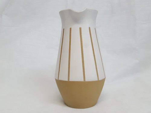 Creamer Pitcher Milk Server Denby Studio England Tan Bone Stripped Pattern