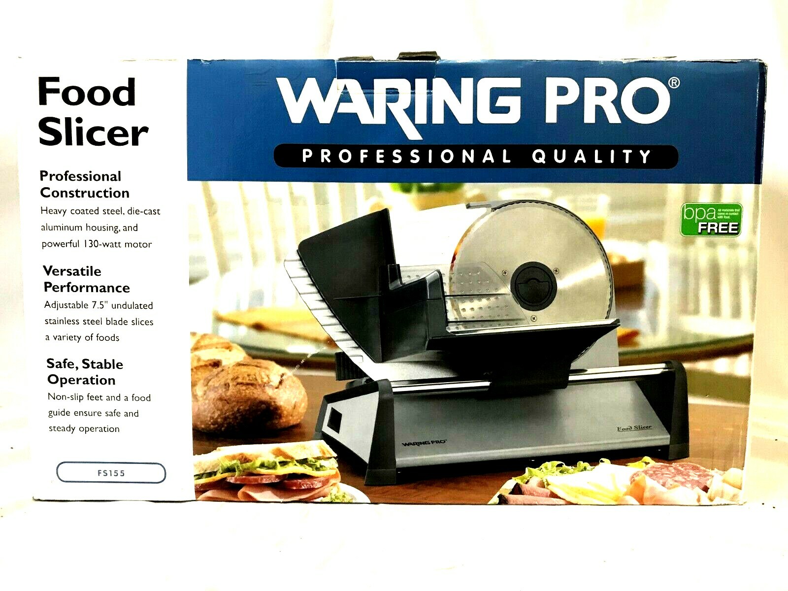 Waring Pro FS155 Professional Food Slicer 130W Motor Waring Pro FS155 Professional Food Slicer 130W Motor