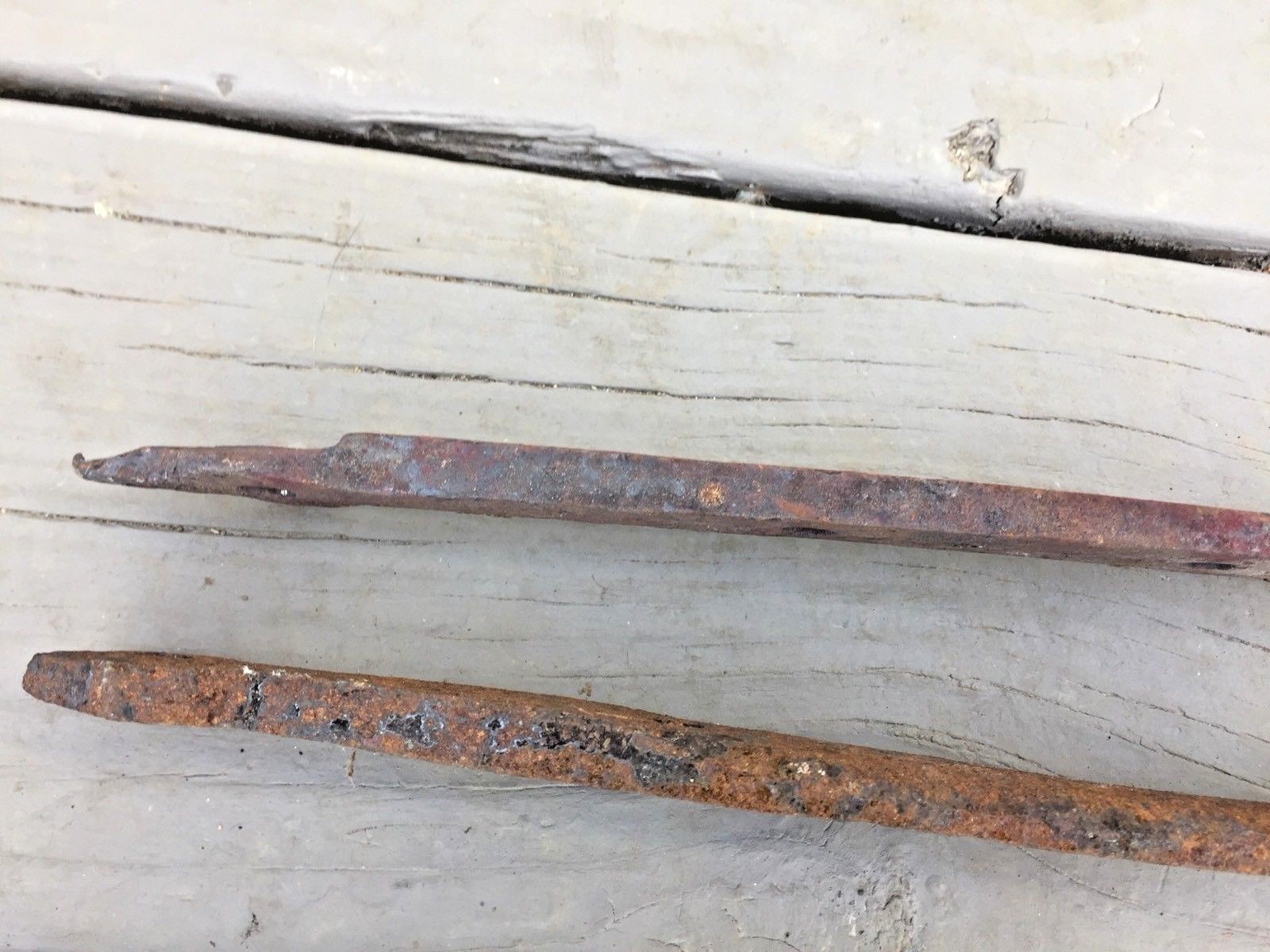 Six ANTIQUE HAND FORGED IRON STRAP HINGES 12-20