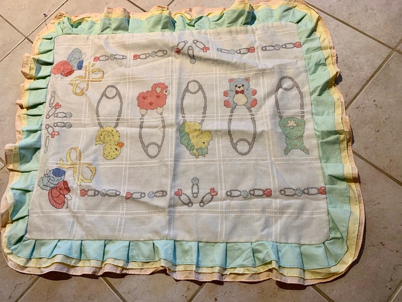 Baby Duvet Cross Stitch Ruffled Fits Receiving Blanket For Crib