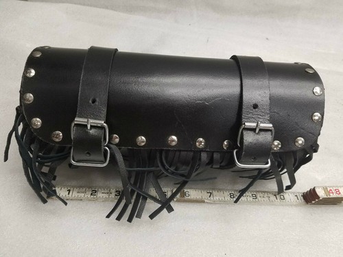 Leather Tool Roll Fork Bag Harley Honda Motorcycle 11x5 Fringe Sportster Vulcan