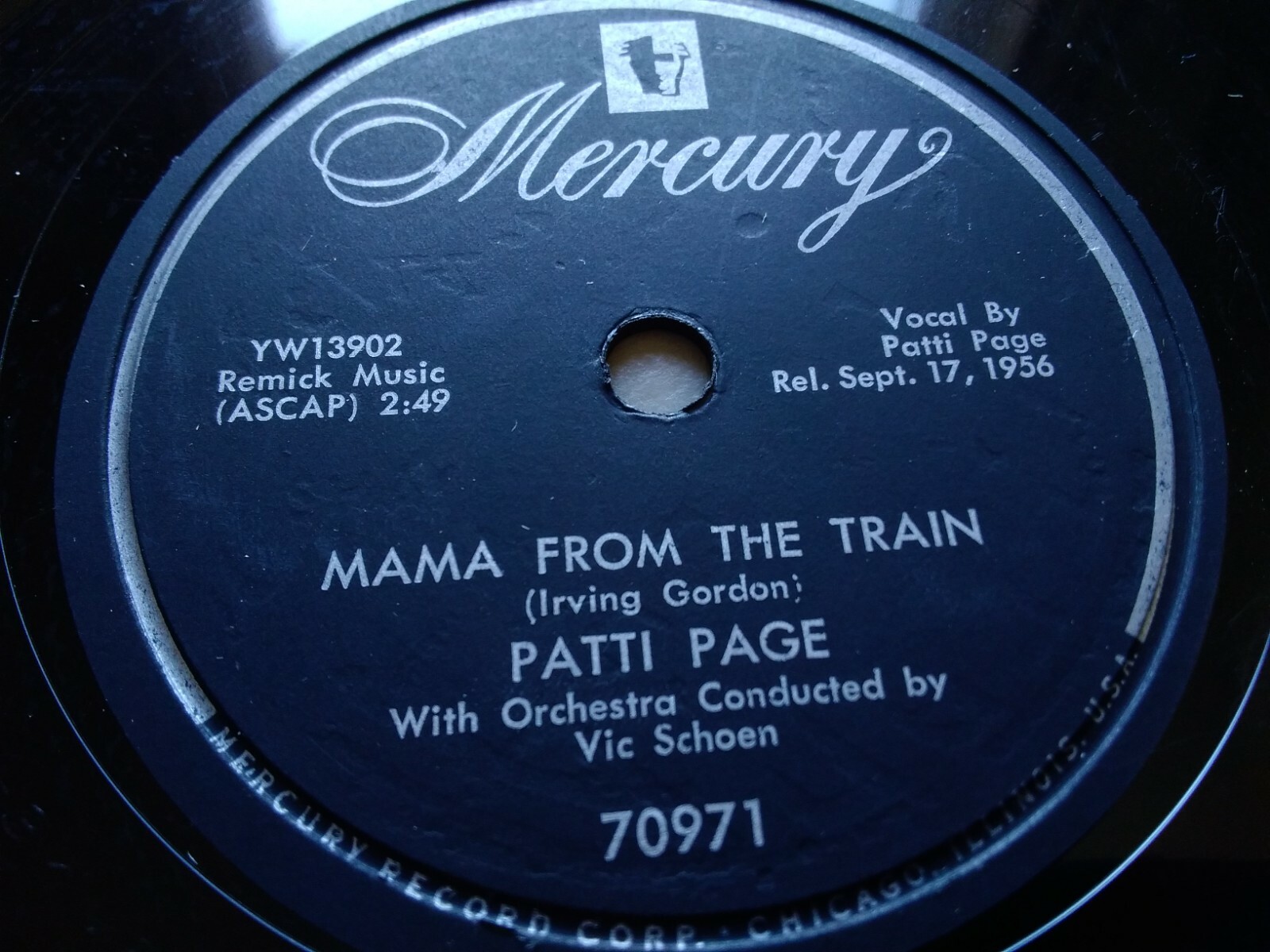 パティページ Patti Page 78rpm Single 10-inch Mercury Records #70971 Mama