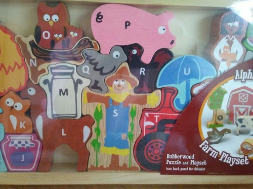 BeginAgain Farm A to Z puzzle  Toy Farm and Wooden Puzzle Playset for Kids - New