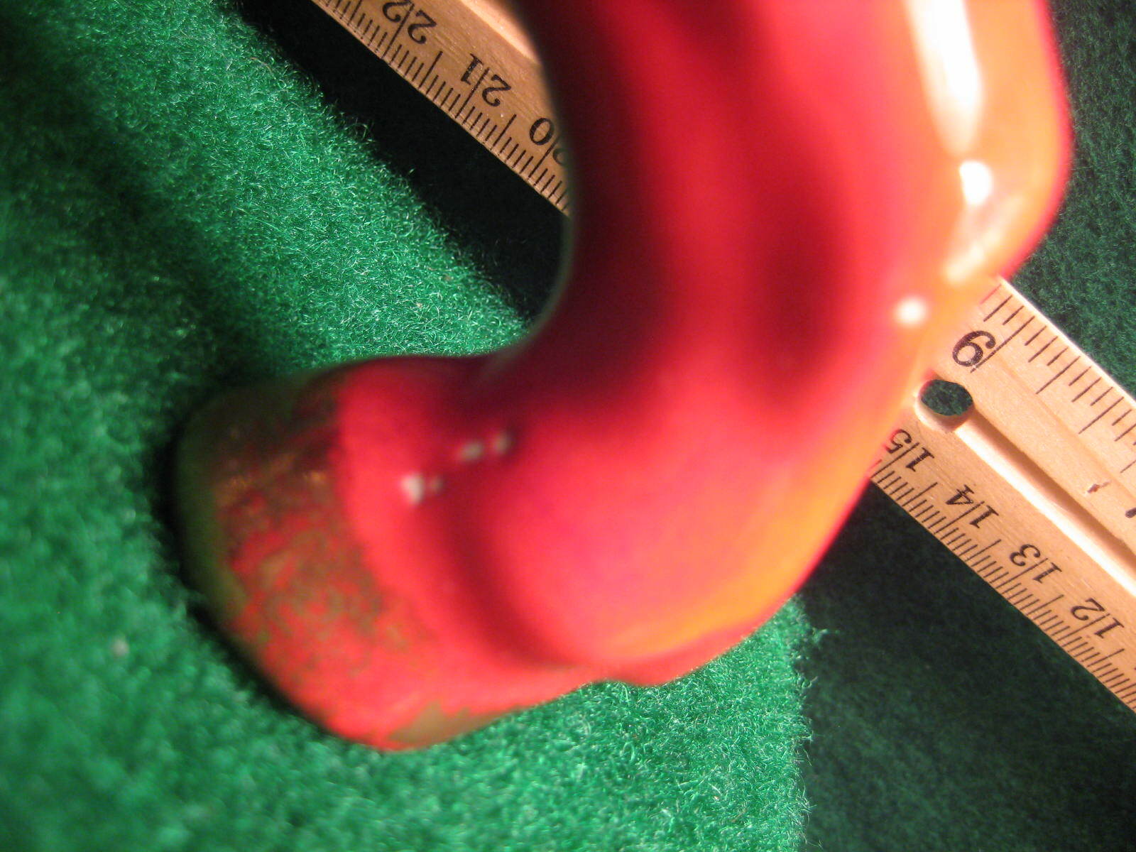 Vintage Large Fiery glazed Red Ceramic Bull Statue, Gold Eyes, Horns, Hooves