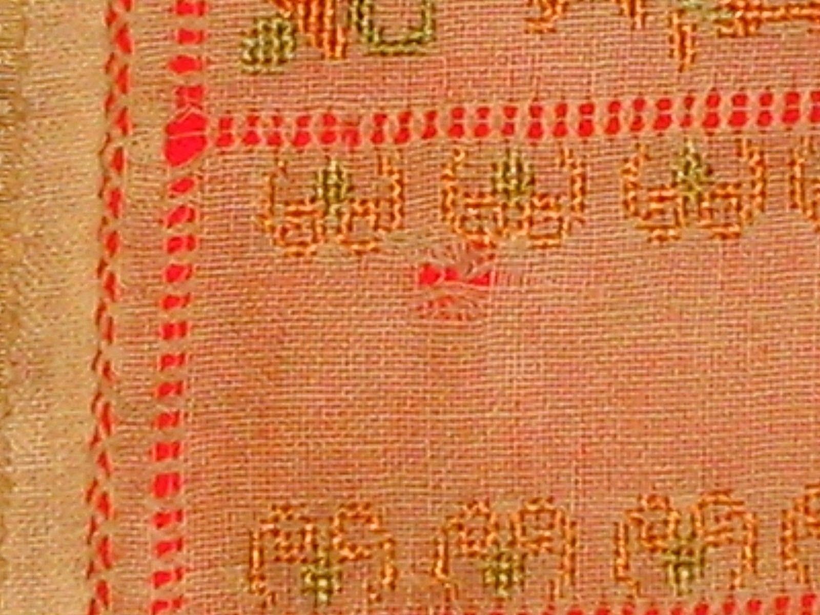 Antique Dutch Frisian Needlework Table Scarf rare early 1800's