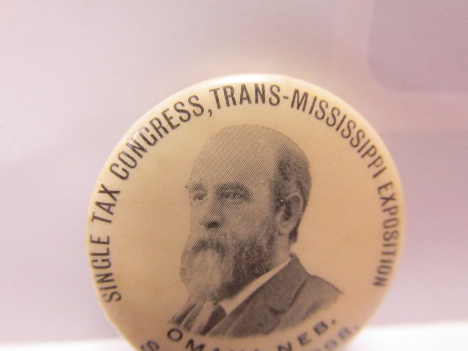 1898 TRANS-MISSISSIPPI OMAHA SEPT 16-17, 1898 SINGLE TAX CONGRESS PIN W & H