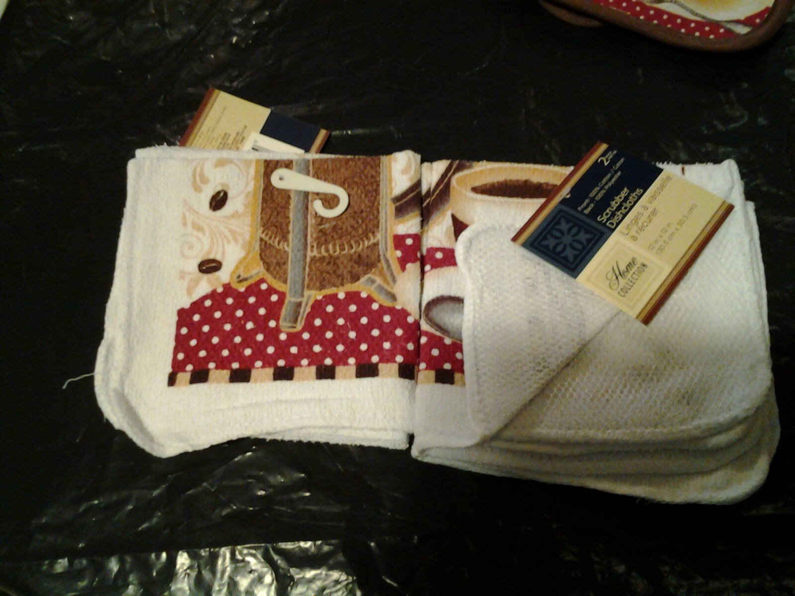 Coffee Beans Cups Kitchen Linen Bundle of 5 pc