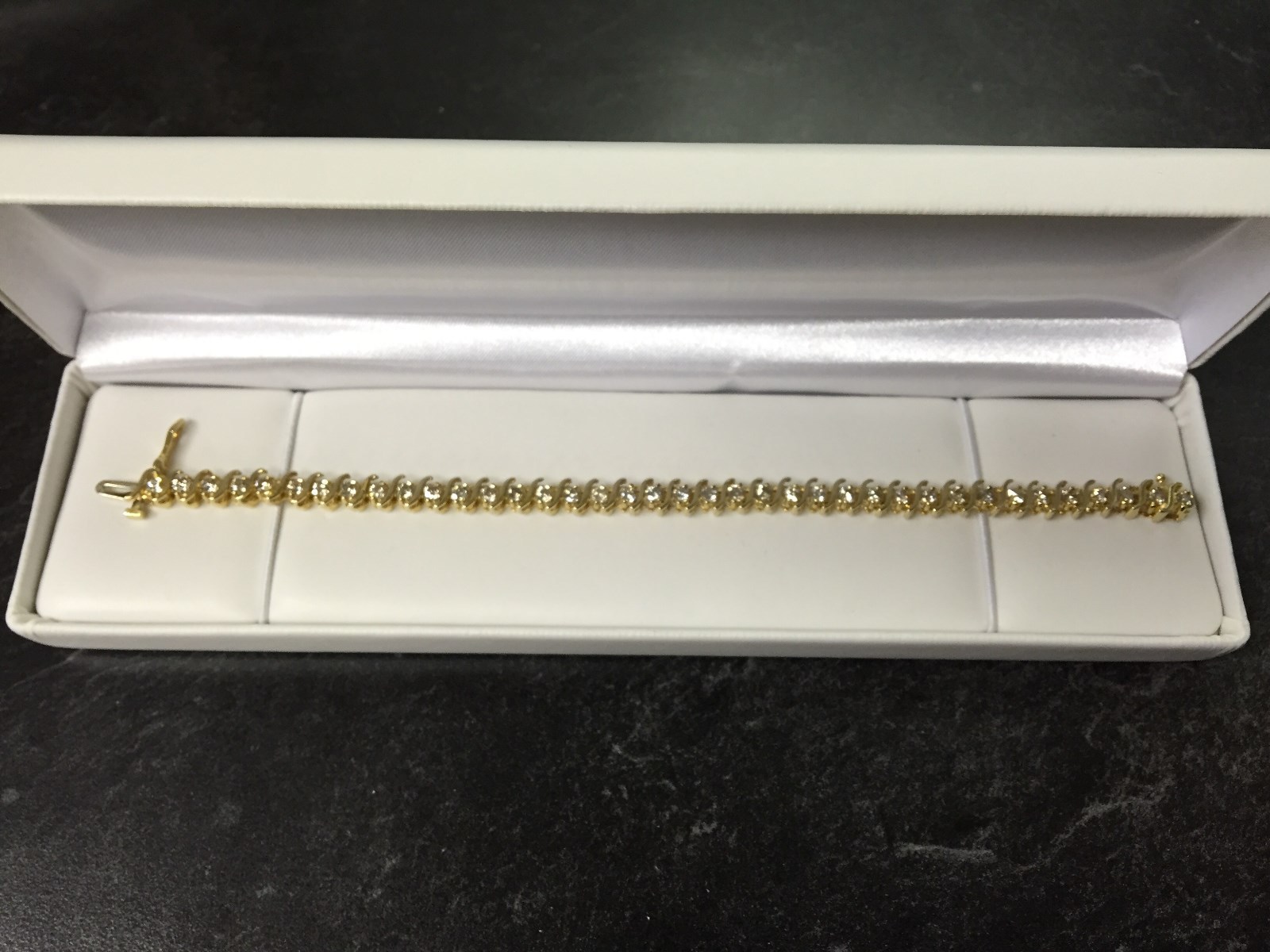 14 KT GOLD 4.0 CARATS NATURAL DIAMONDS TDW W/BOX 7 INCHES 18.3 GRAMS BEAUTIFUL!