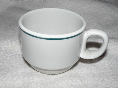Mayer Restaurant Ware Coffee Mug Cup #484 White W/ Green Stripe (18 Available)
