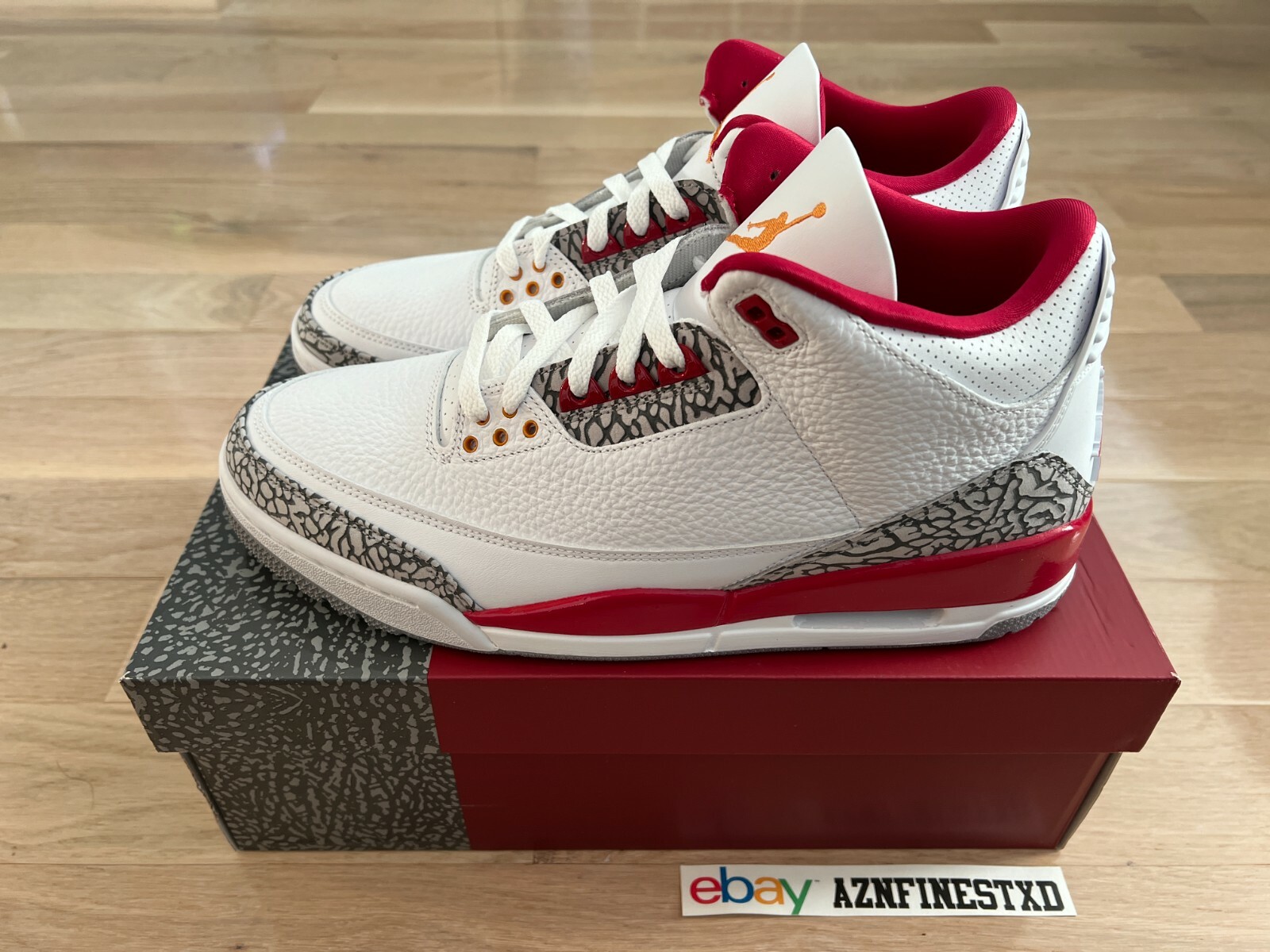 Preowned Jordan Nike Air 3 Iii Retro Cardinal Red Men Ct8532126 Sz 7.