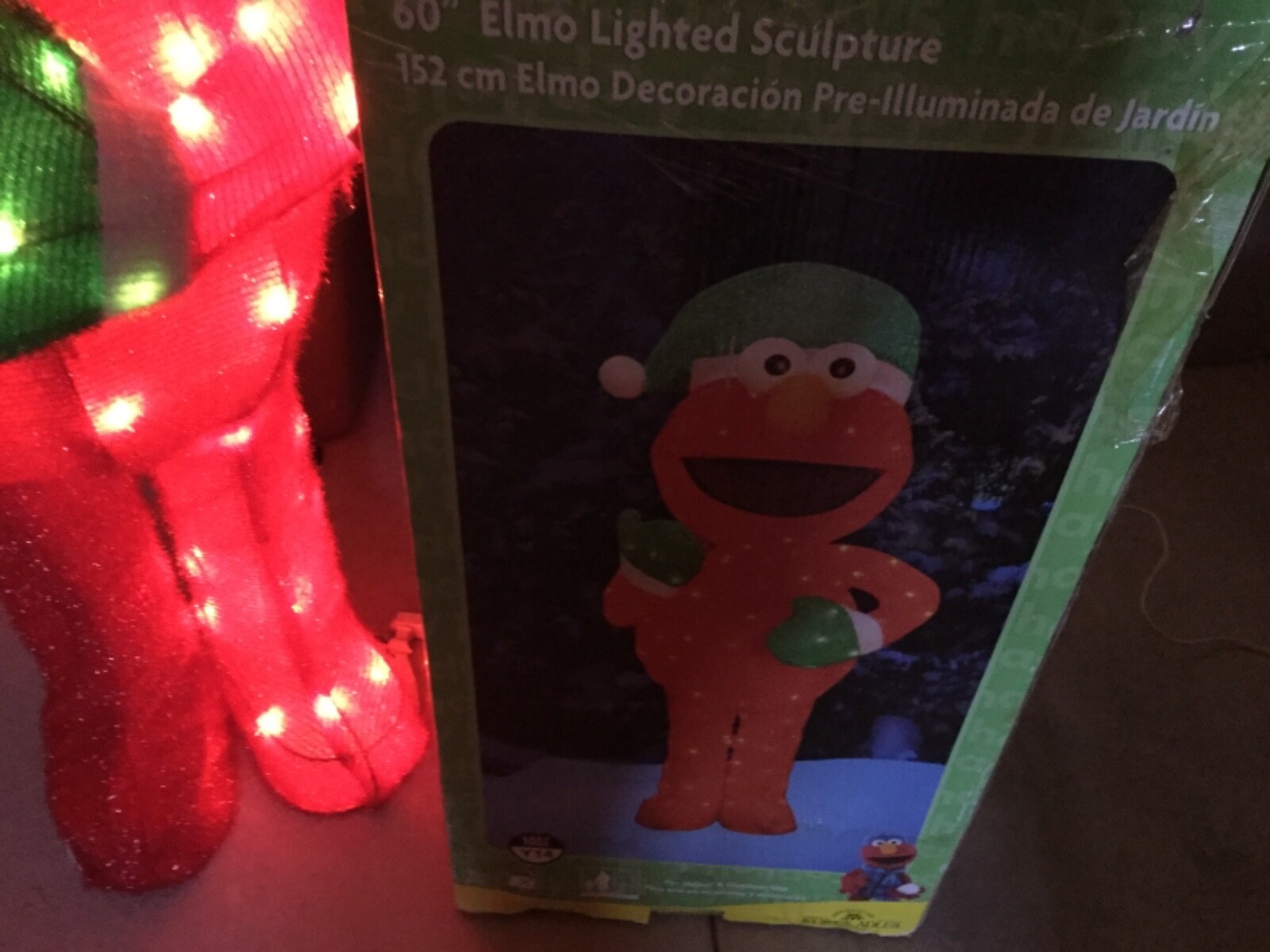 VINTAGE 60” HIGH ELMO LIGHTED SCULPTURE,SOFT TINSEL SCULPTURE,OUTDOOR,INDOOR