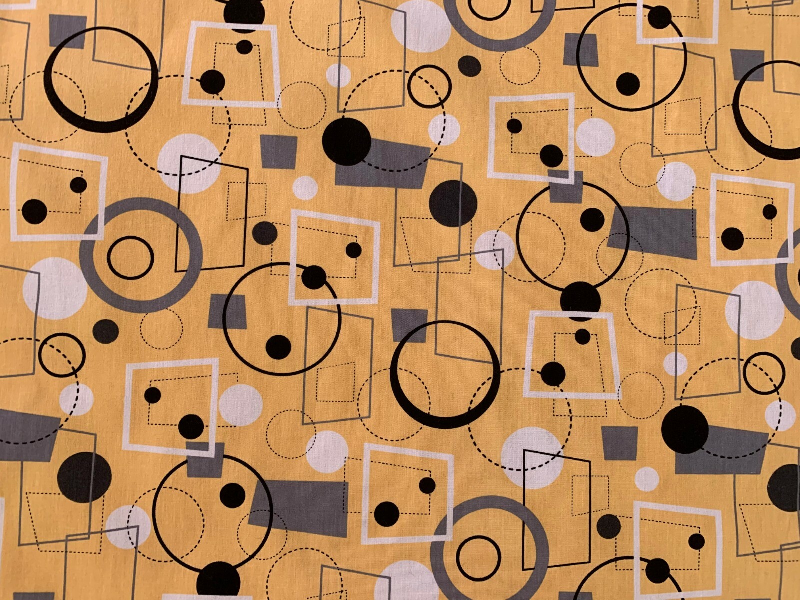 VTG 1950's ATOMIC Geometric DRAPE fabric bty MCM Yellow Gray Mid Century Cotton